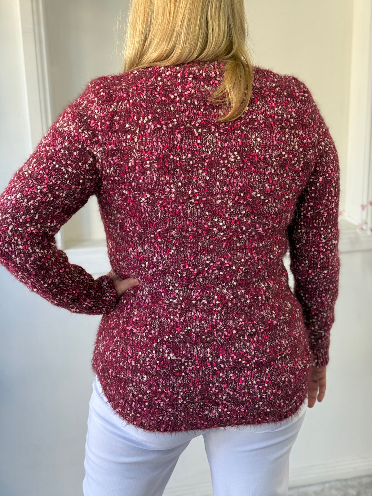 Emma Burgundy Textured Knit Jumper