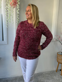 Emma Burgundy Textured Knit Jumper