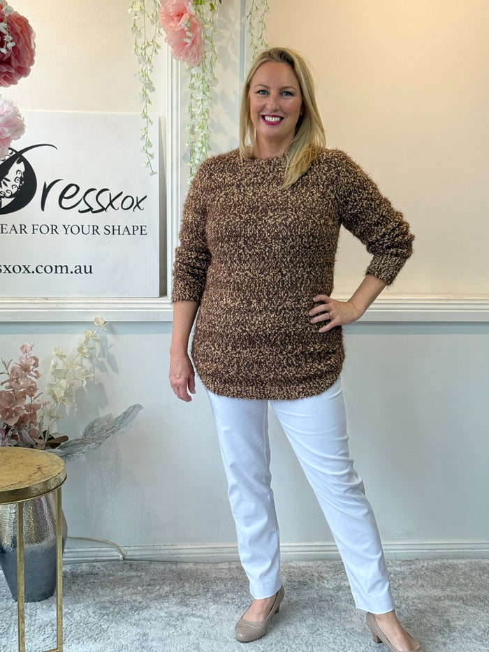 Emma Chocolate Textured Knit Jumper