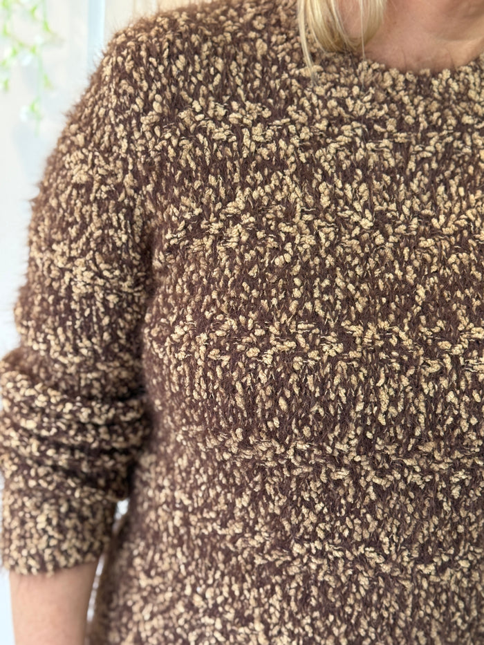 Emma Chocolate Textured Knit Jumper