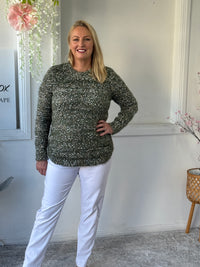Emma Khaki Textured Knit Jumper