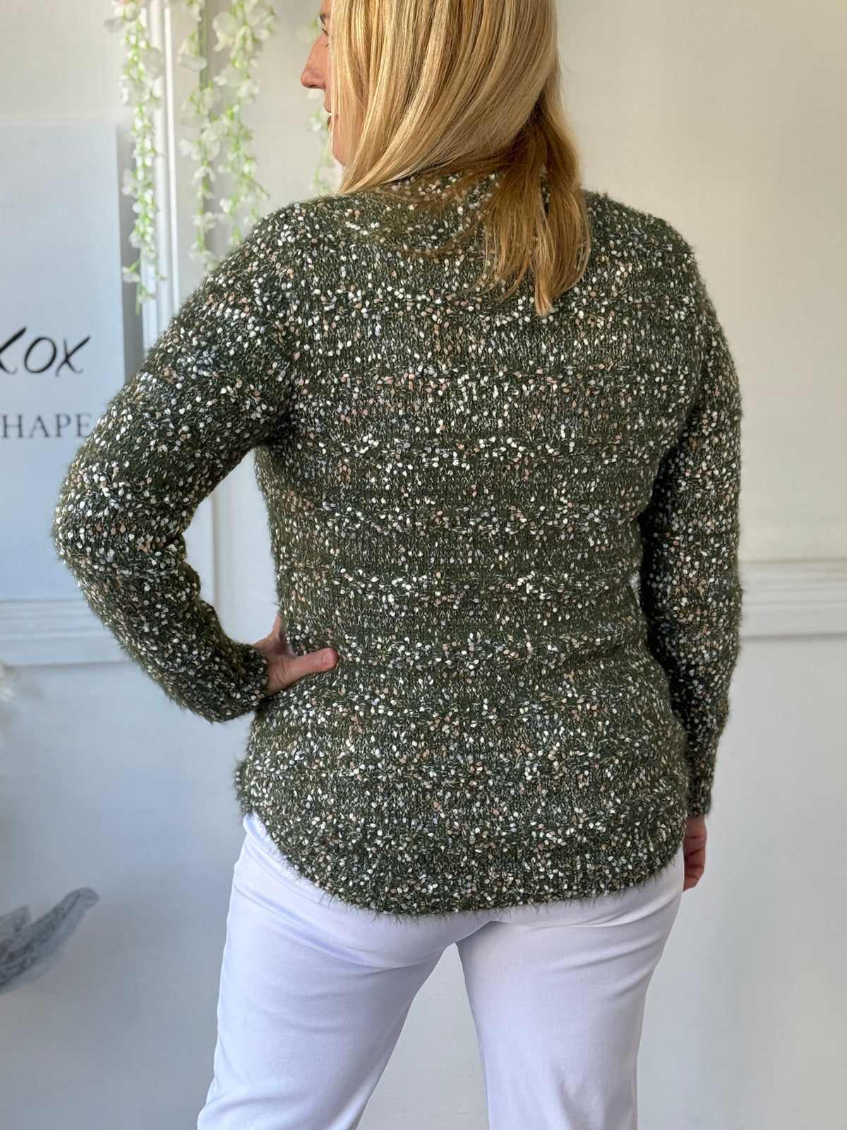 Emma Khaki Textured Knit Jumper