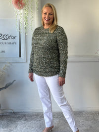 Emma Khaki Textured Knit Jumper
