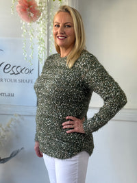 Emma Khaki Textured Knit Jumper