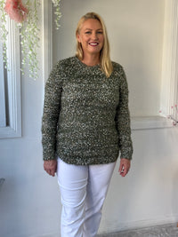 Emma Khaki Textured Knit Jumper