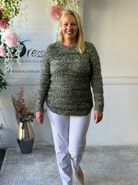 Emma Khaki Textured Knit Jumper
