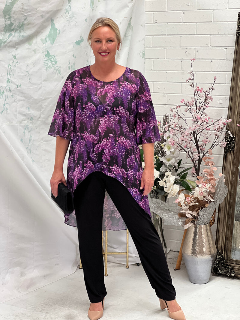 Essen Purple Floral Evening Top