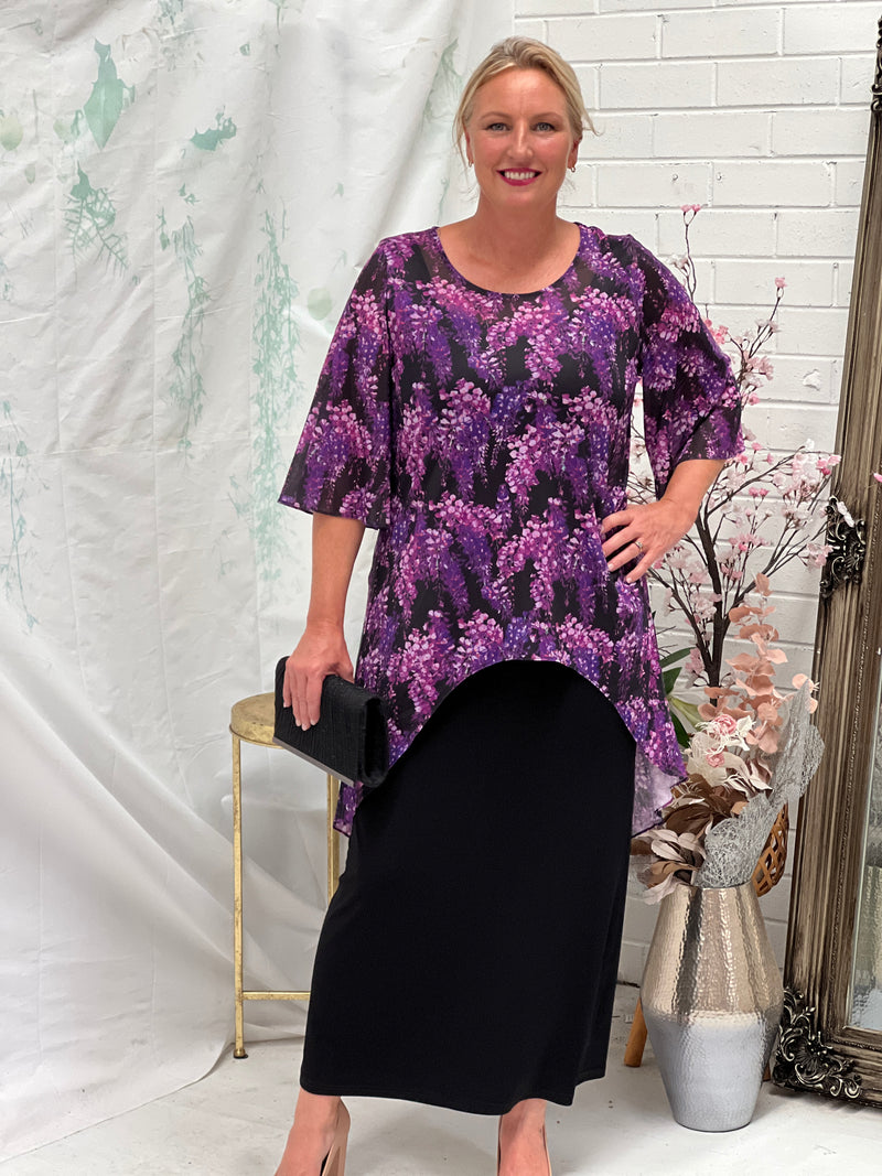 Essen Purple Floral Evening Top