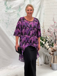 Essen Purple Floral Evening Top