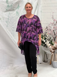 Essen Purple Floral Evening Top