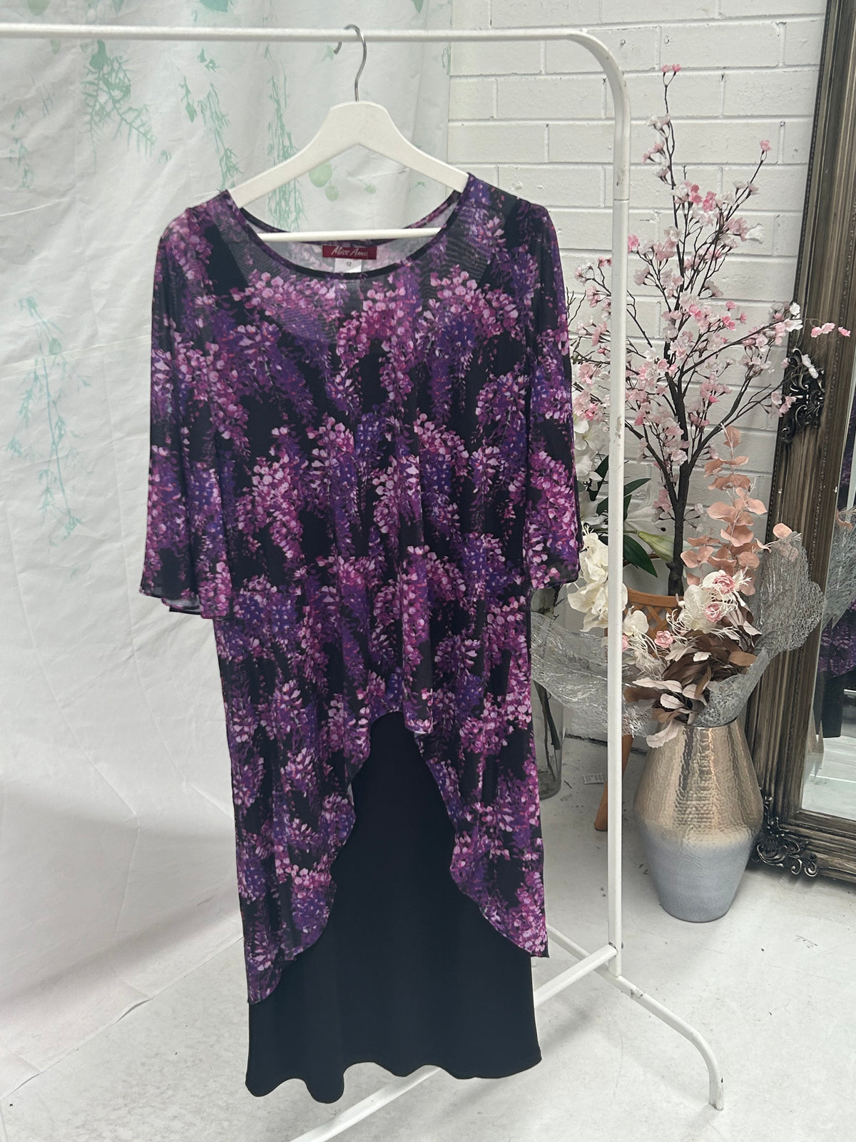 Essen Purple Floral Evening Top