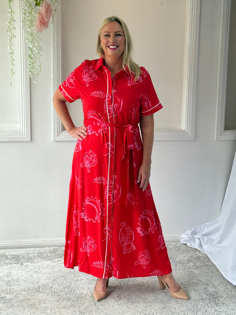 Eva Red Shirt Dress