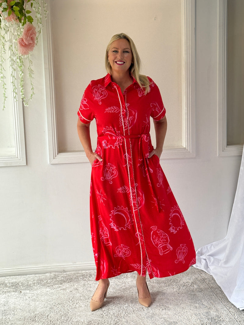 Eva Red Shirt Dress