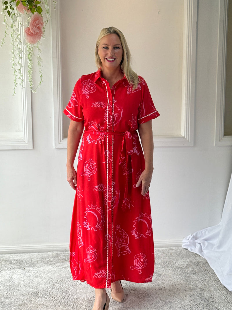 Eva Red Shirt Dress