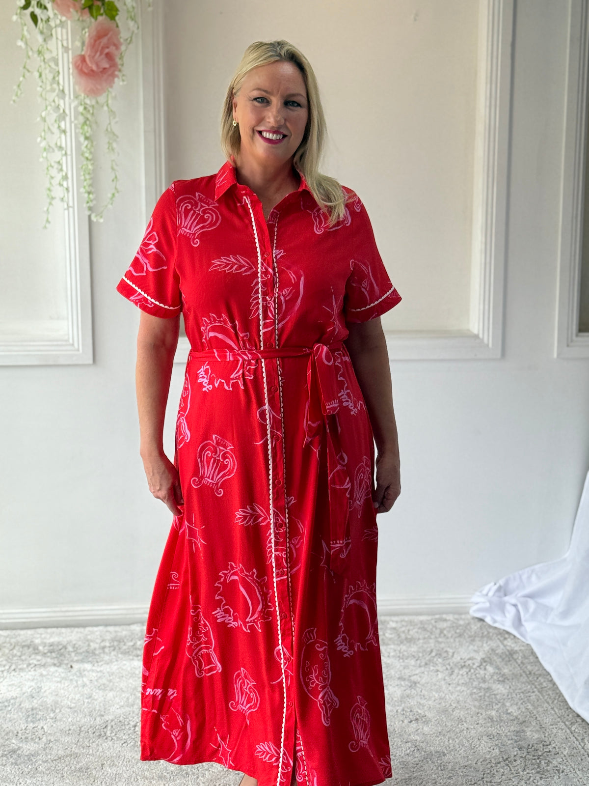 Eva Red Shirt Dress