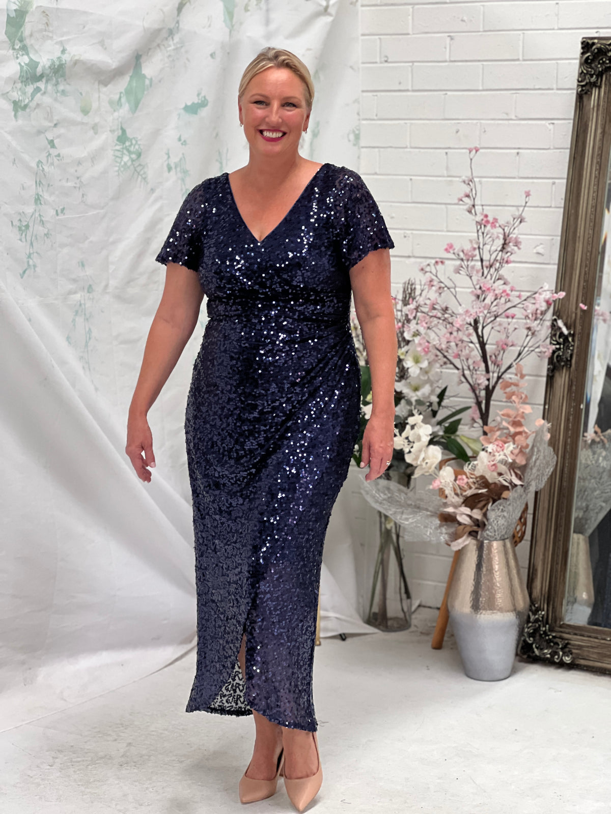 Finn Navy Sequin Gown