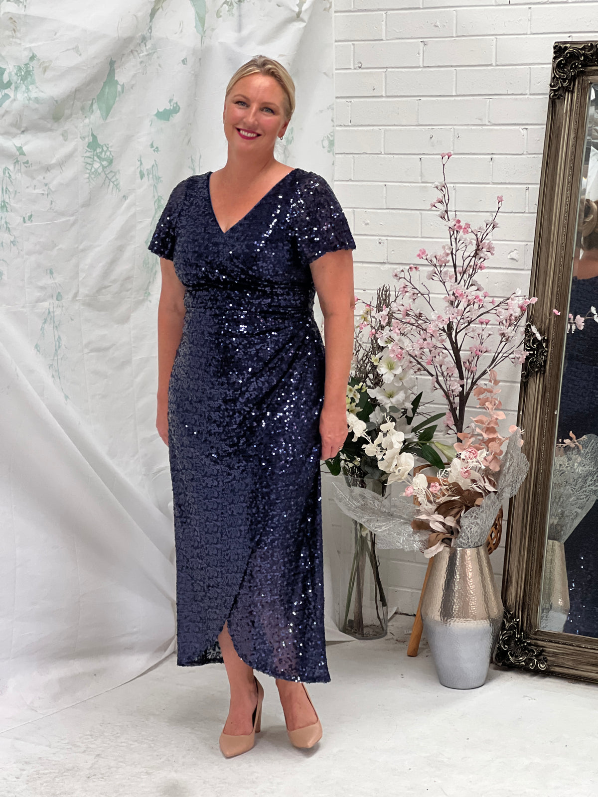 Finn Navy Sequin Gown