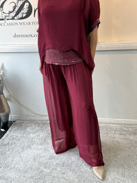 Fort Burgundy Silk Pants