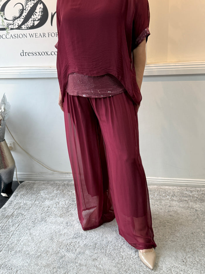 Fort Burgundy Silk Pants