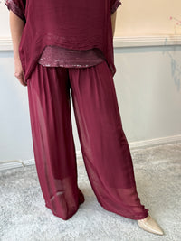 Fort Burgundy Silk Pants