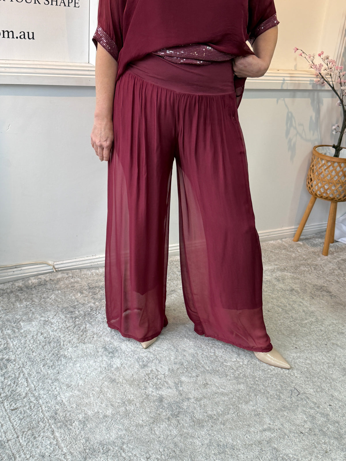 Fort Burgundy Silk Pants