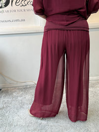 Fort Burgundy Silk Pants