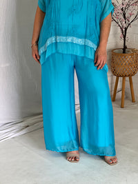 Fort Turquoise Silk Pants