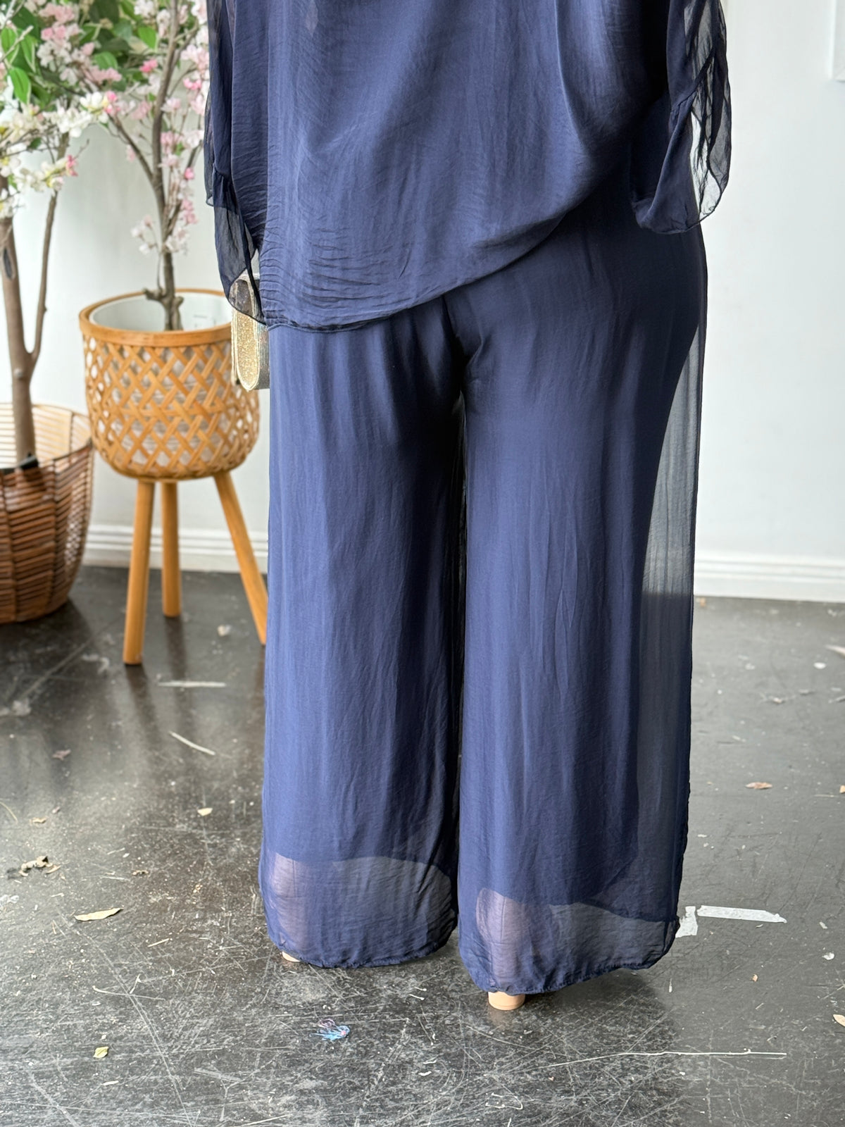 Fort Navy Silk Pants