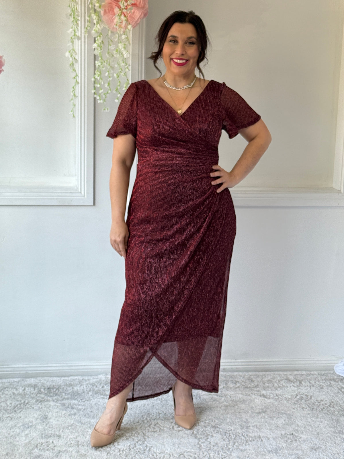 Gemma Burgundy Shimmer Gown