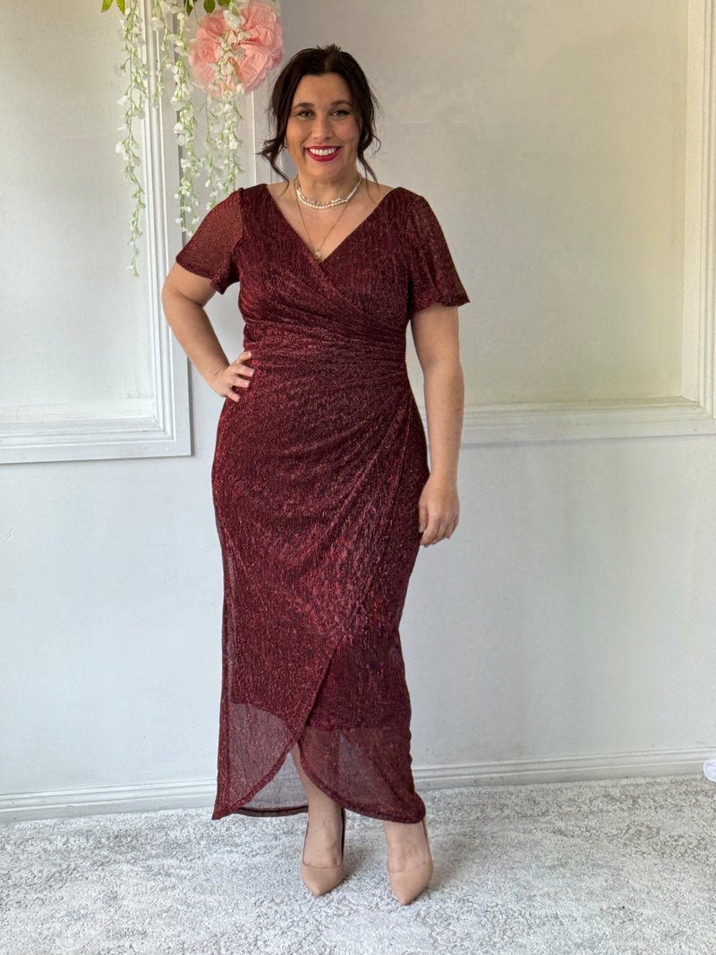 Gemma Burgundy Shimmer Gown
