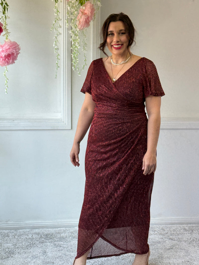 Gemma Burgundy Shimmer Gown