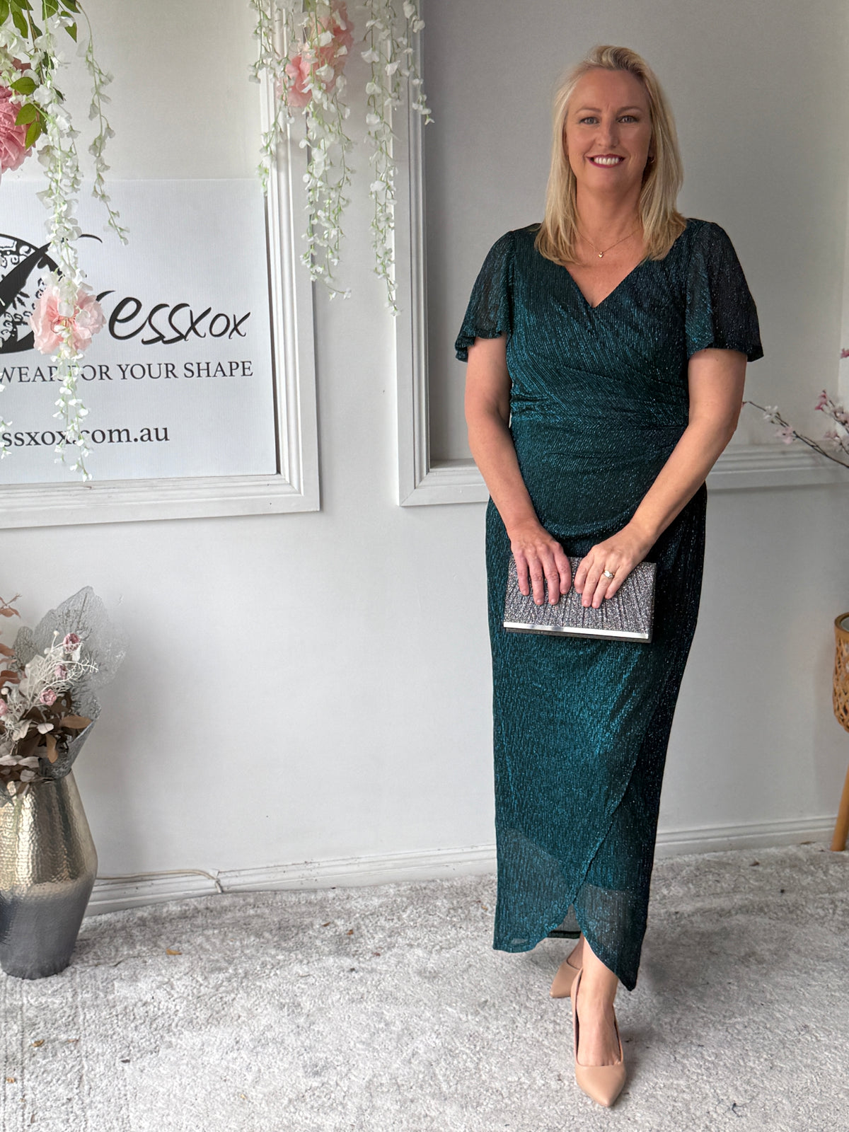 Gemma Teal Shimmer Gown