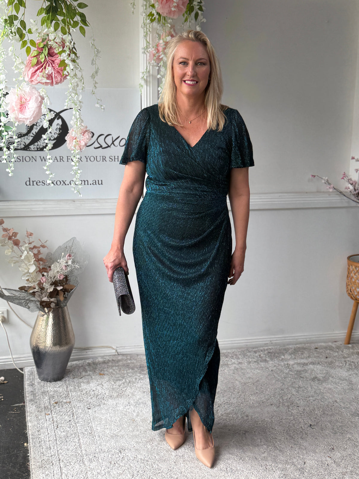 Gemma Teal Shimmer Gown