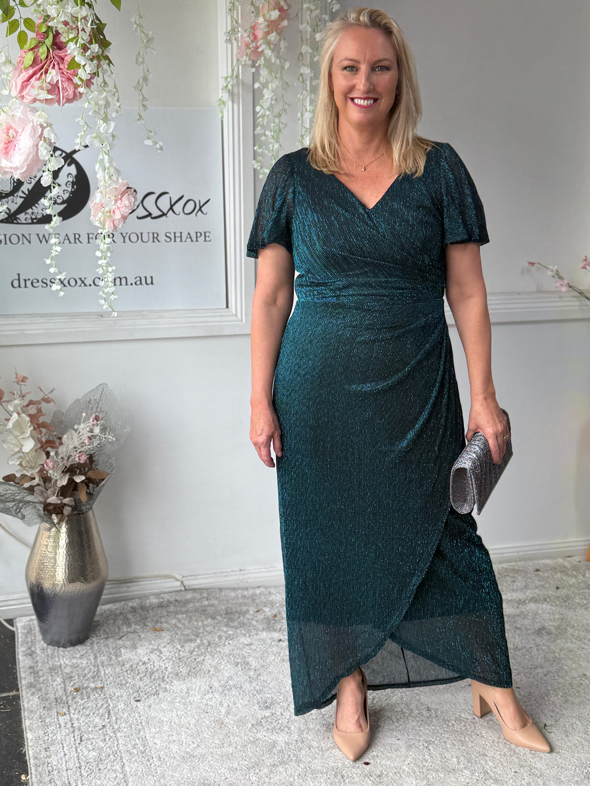 Gemma Teal Shimmer Gown