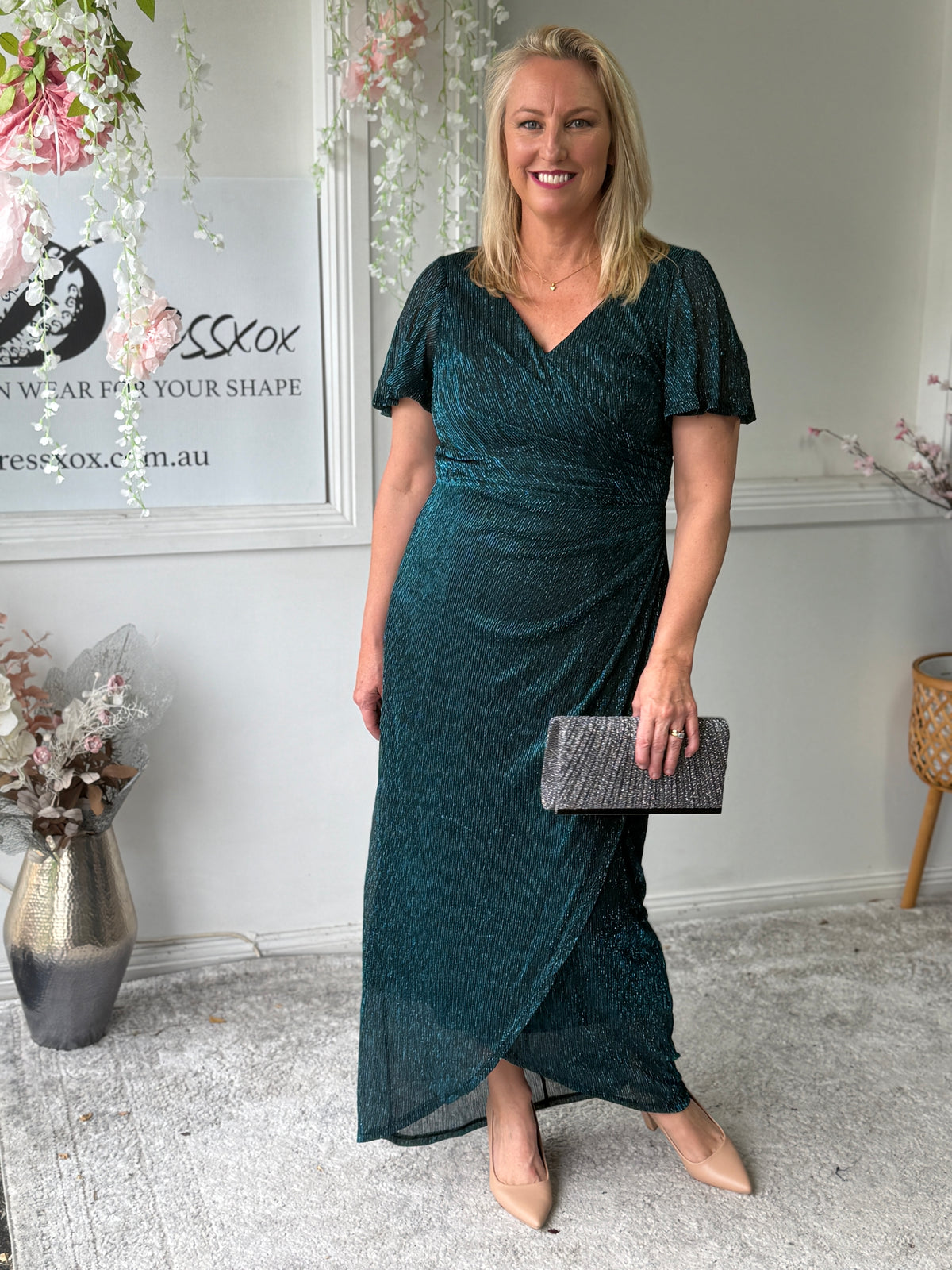 Gemma Teal Shimmer Gown