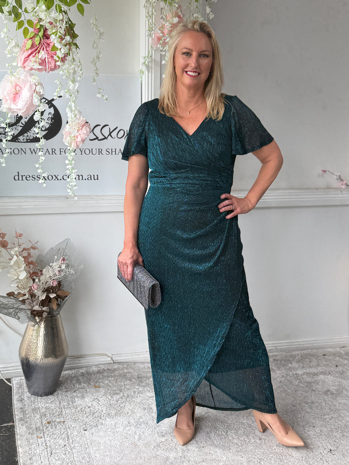 Gemma Teal Shimmer Gown
