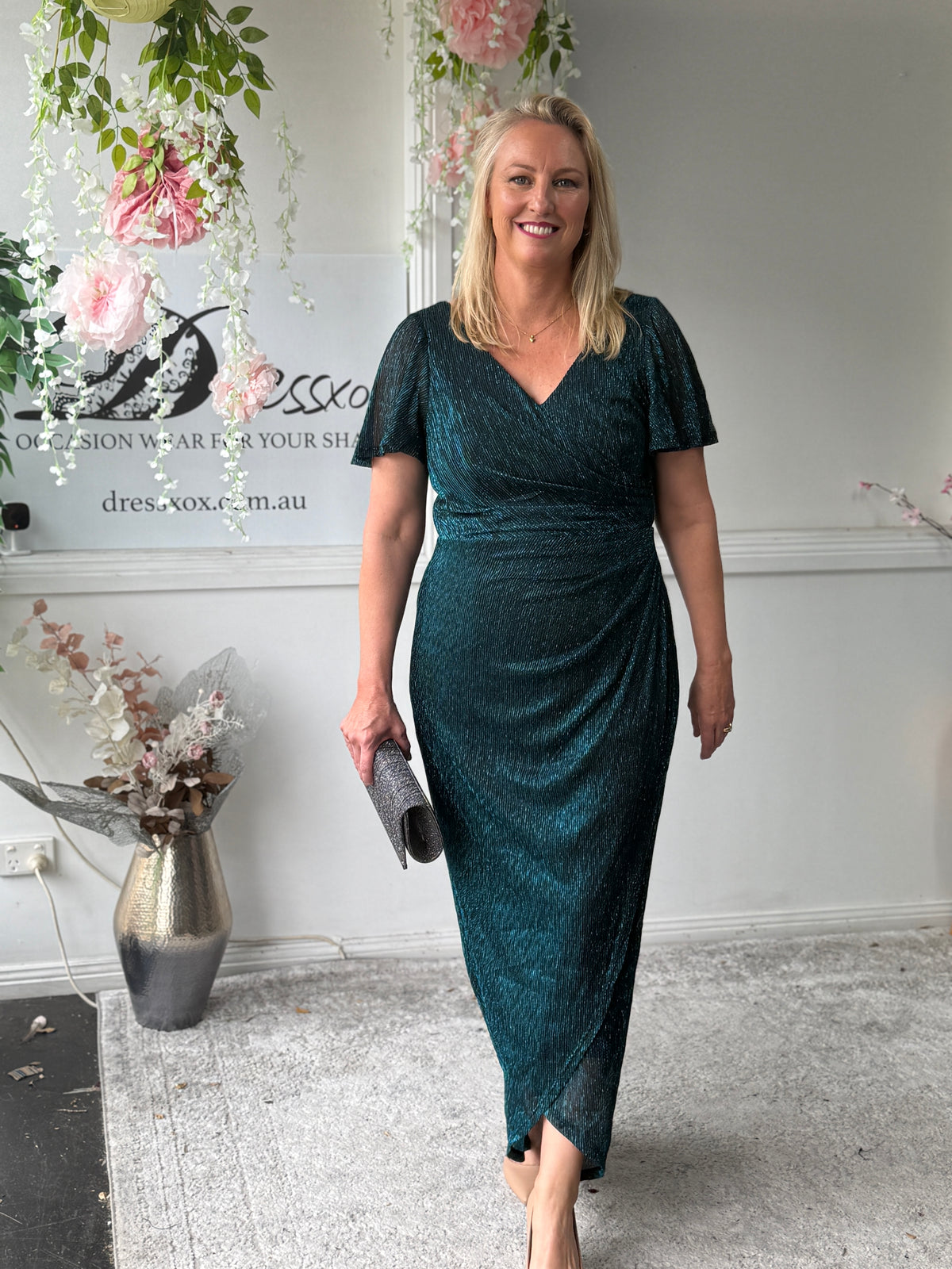 Gemma Teal Shimmer Gown