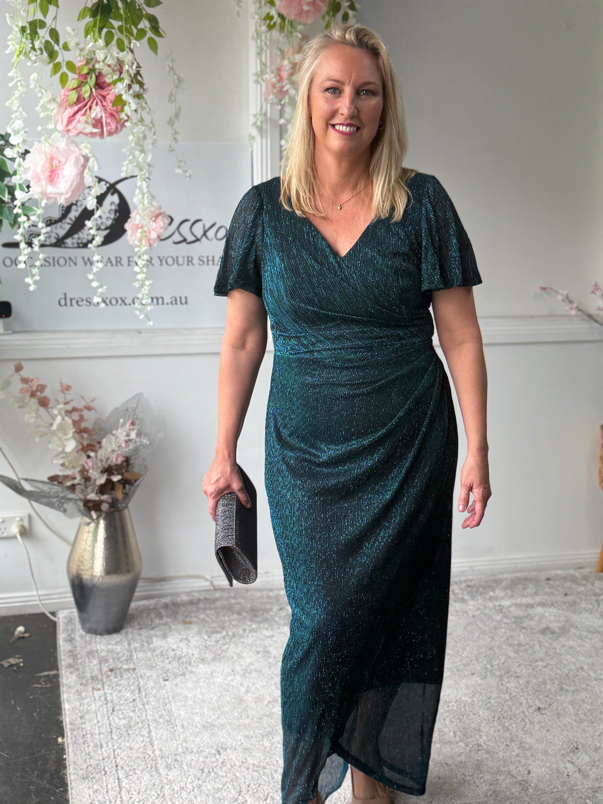 Gemma Teal Shimmer Gown