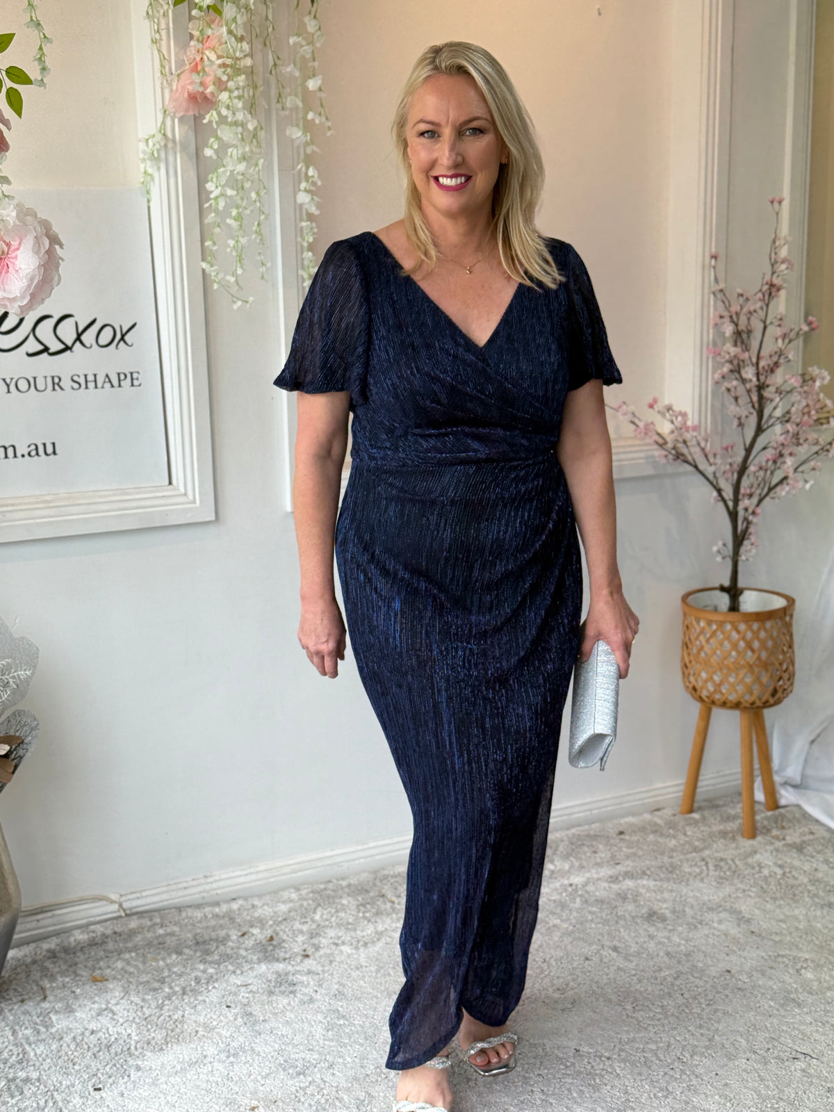 Gemma Navy Shimmer Gown