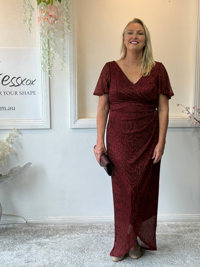 Gemma Burgundy Shimmer Gown