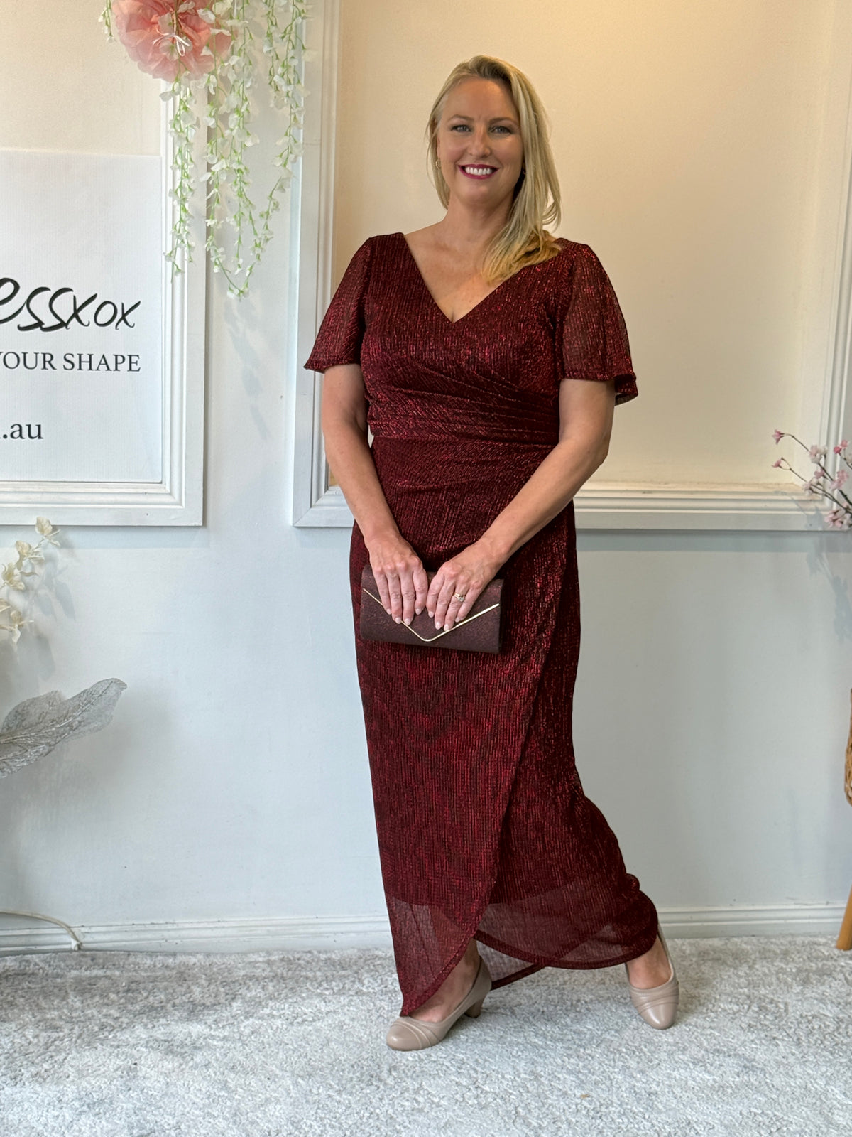 Gemma Burgundy Shimmer Gown