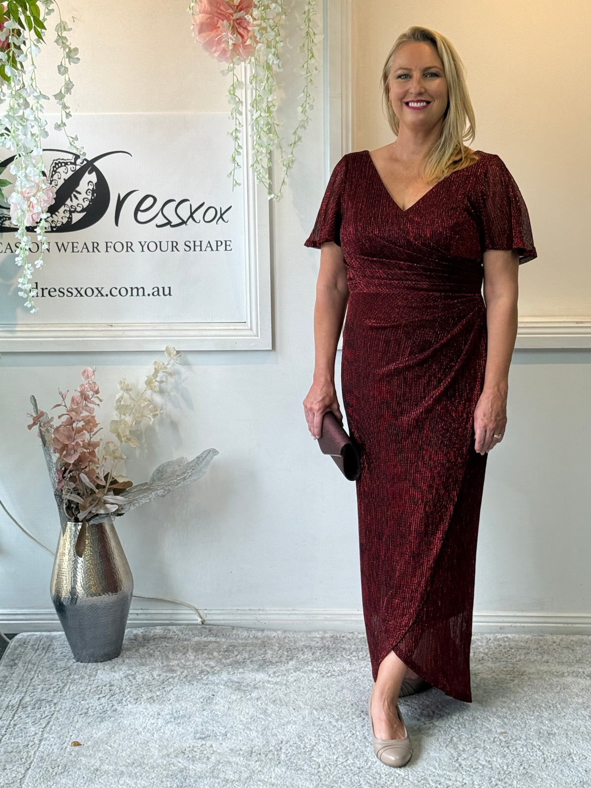 Gemma Burgundy Shimmer Gown