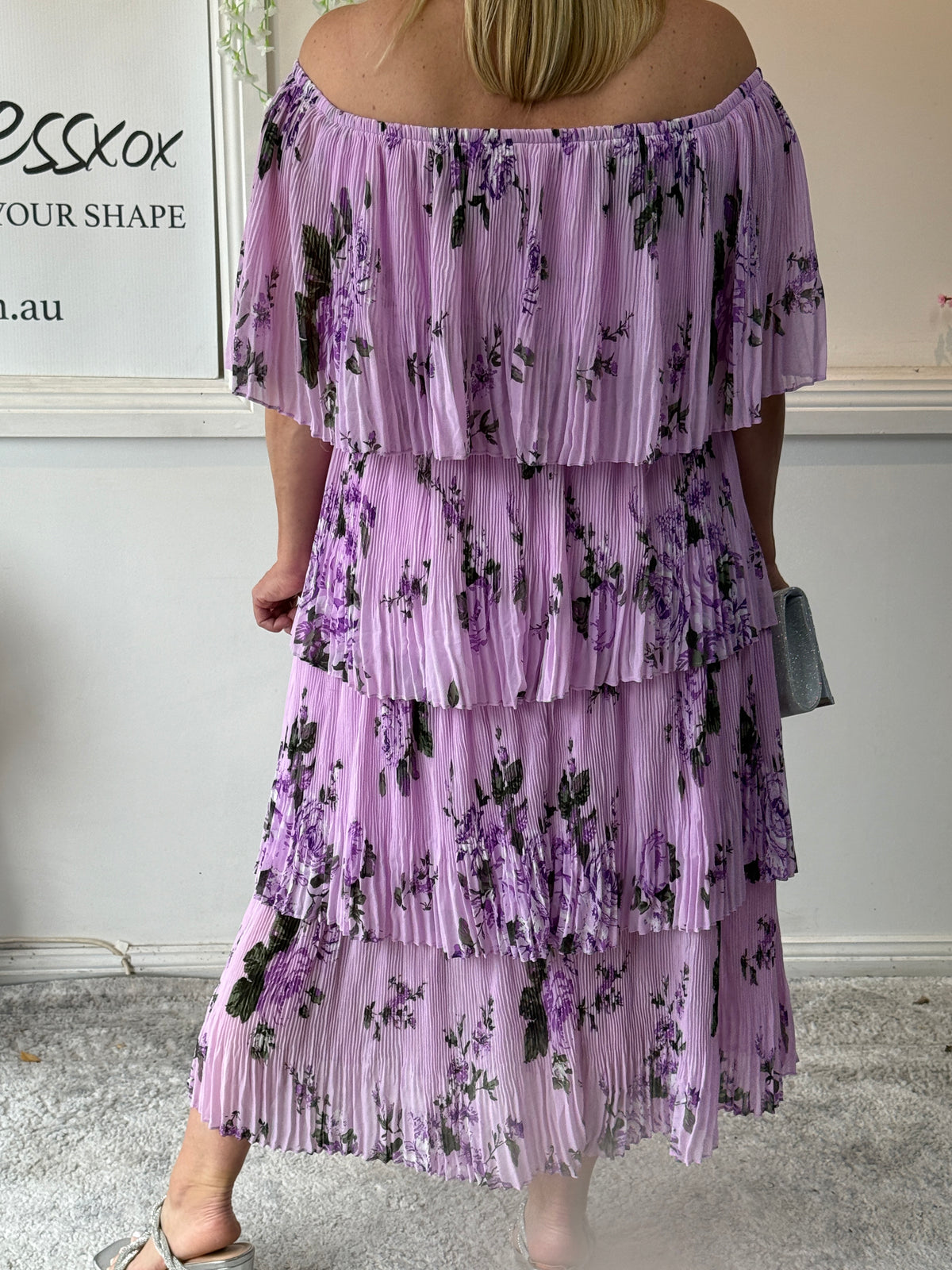 Genoa Lavender Floral Evening Dress