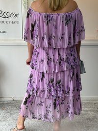 Genoa Lavender Floral Evening Dress