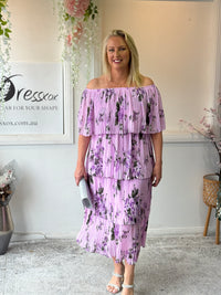 Genoa Lavender Floral Evening Dress