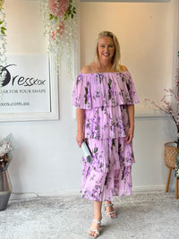 Genoa Lavender Floral Evening Dress