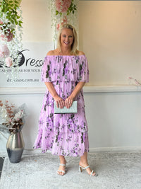 Genoa Lavender Floral Evening Dress