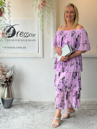Genoa Lavender Floral Evening Dress