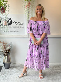 Genoa Lavender Floral Evening Dress