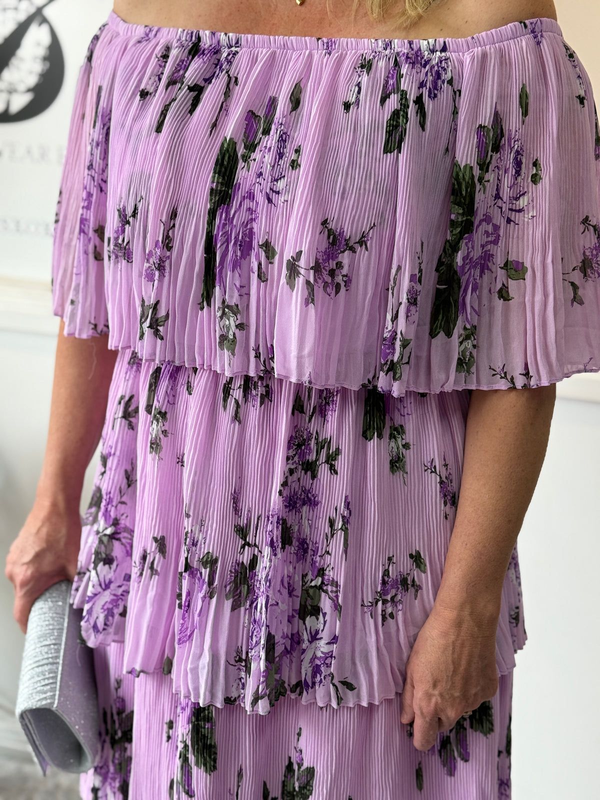 Genoa Lavender Floral Evening Dress